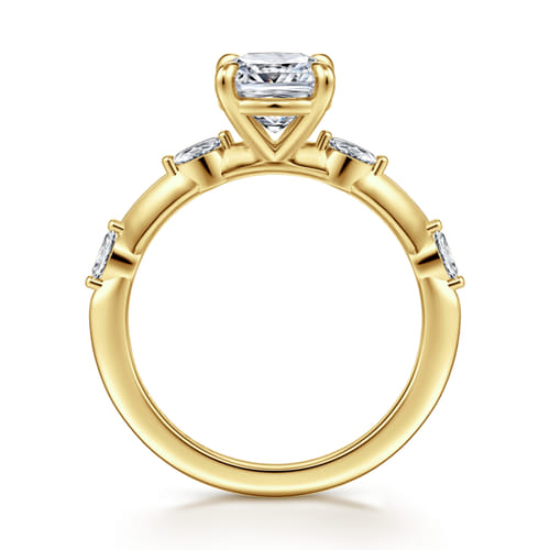 14K Yellow Gold Cushion Cut Diamond Engagement Ring