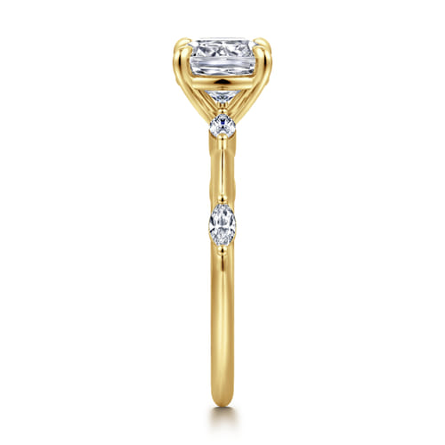 14K Yellow Gold Cushion Cut Diamond Engagement Ring
