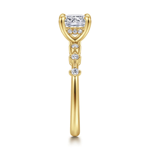 14K Yellow Gold Cushion Cut Diamond Engagement Ring