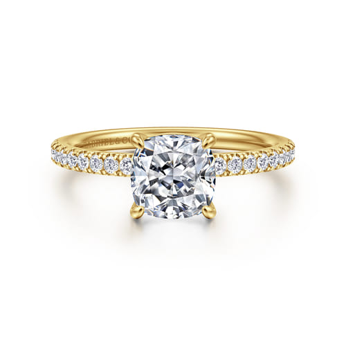14K Yellow Gold Cushion Cut Diamond Engagement Ring