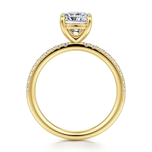 14K Yellow Gold Cushion Cut Diamond Engagement Ring