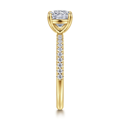14K Yellow Gold Cushion Cut Diamond Engagement Ring