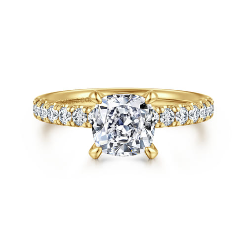 14K Yellow Gold Cushion Cut Diamond Engagement Ring