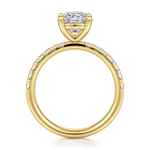 14K Yellow Gold Cushion Cut Diamond Engagement Ring