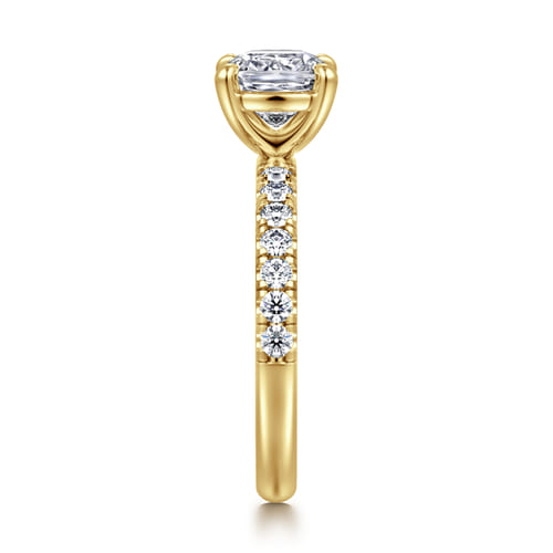 14K Yellow Gold Cushion Cut Diamond Engagement Ring