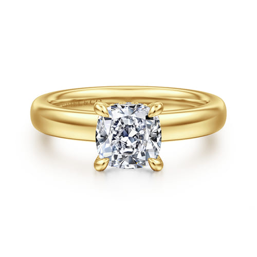 14K Yellow Gold Cushion Cut Diamond Engagement Ring