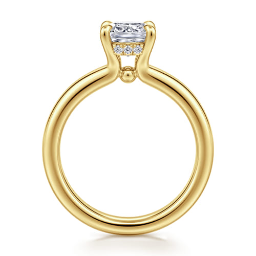 14K Yellow Gold Cushion Cut Diamond Engagement Ring