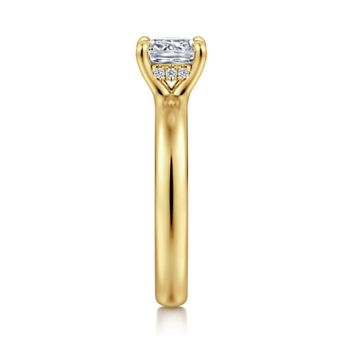 14K Yellow Gold Cushion Cut Diamond Engagement Ring