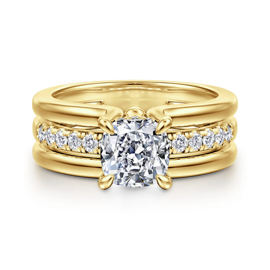 Gabriel - 14K Yellow Gold Cushion Cut Diamond Engagement Ring