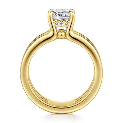 14K Yellow Gold Cushion Cut Diamond Engagement Ring