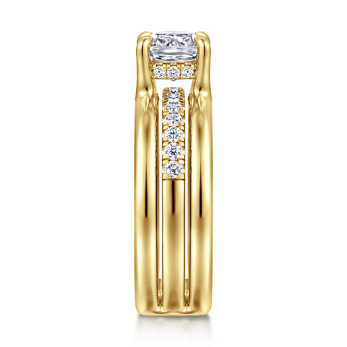 14K Yellow Gold Cushion Cut Diamond Engagement Ring