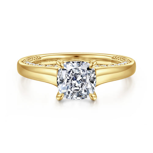 14K Yellow Gold Cushion Cut Diamond Engagement Ring