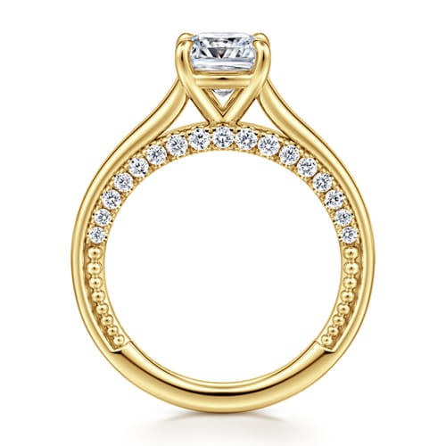 14K Yellow Gold Cushion Cut Diamond Engagement Ring