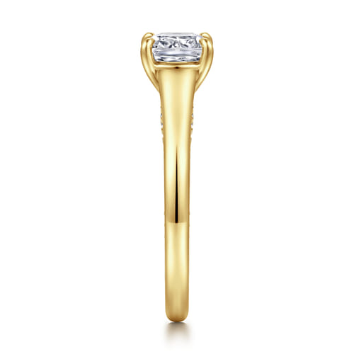14K Yellow Gold Cushion Cut Diamond Engagement Ring