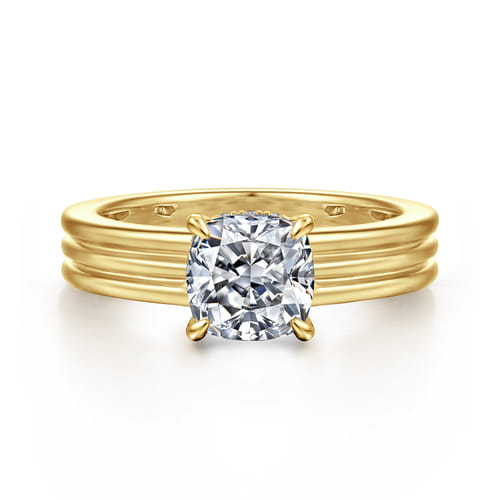 14K Yellow Gold Cushion Cut Diamond Engagement Ring