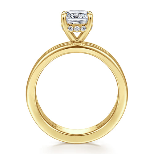 14K Yellow Gold Cushion Cut Diamond Engagement Ring