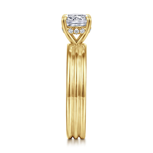14K Yellow Gold Cushion Cut Diamond Engagement Ring