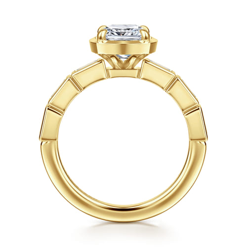 14K Yellow Gold Cushion Cut Diamond Engagement Ring