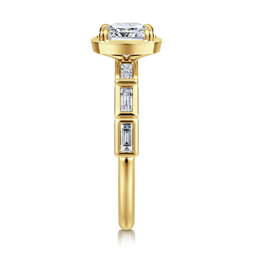 14K Yellow Gold Cushion Cut Diamond Engagement Ring