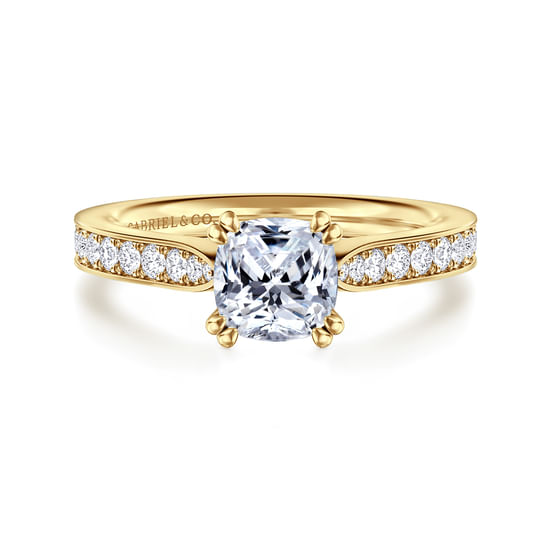 Gabriel - 14K Yellow Gold Cushion Cut Diamond Engagement Ring