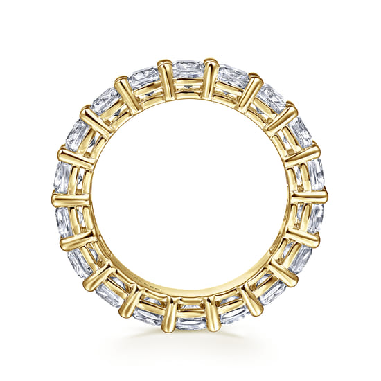 14K Yellow Gold Cushion Cut Shared Prong Diamond Eternity Band angle 2 14K Yellow Gold Cushion Cut Shared Prong Diamond Eternity Band angle 2