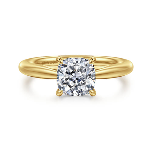 14K Yellow Gold Cushion Cut Solitaire Diamond Engagement Ring 14K Yellow Gold Cushion Cut Solitaire Diamond Engagement Ring