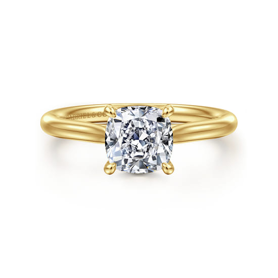 Gabriel - 14K Yellow Gold Cushion Cut Solitaire Diamond Engagement Ring