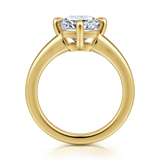 14K Yellow Gold Cushion Cut Solitaire Diamond Engagement Ring angle 2