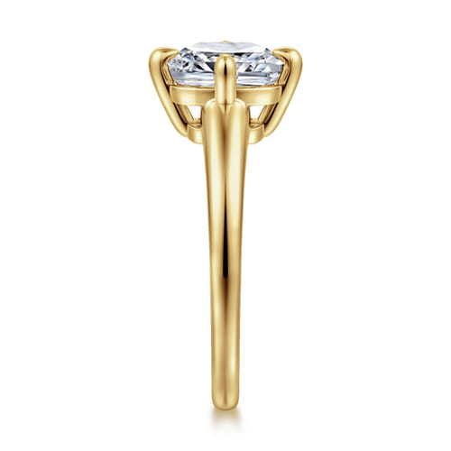 14K Yellow Gold Cushion Cut Solitaire Diamond Engagement Ring