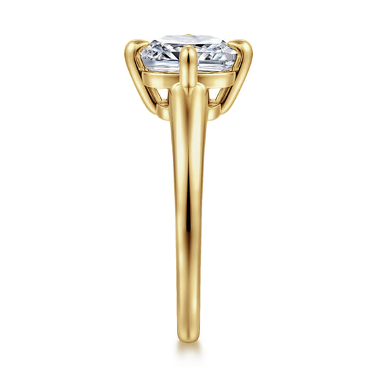 14K Yellow Gold Cushion Cut Solitaire Diamond Engagement Ring angle 5