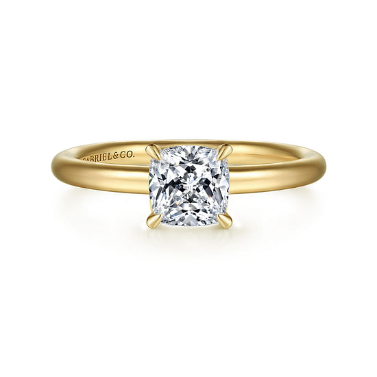 Gabriel - 14K Yellow Gold Cushion Cut Solitaire Engagement Ring