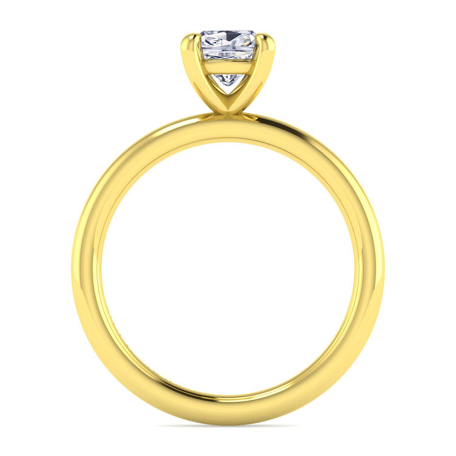 14K Yellow Gold Cushion Cut Solitaire Engagement Ring