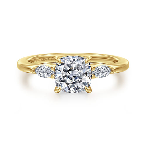 14K Yellow Gold Cushion Cut Three Stone Diamond Engagement Ring 14K Yellow Gold Cushion Cut Three Stone Diamond Engagement Ring