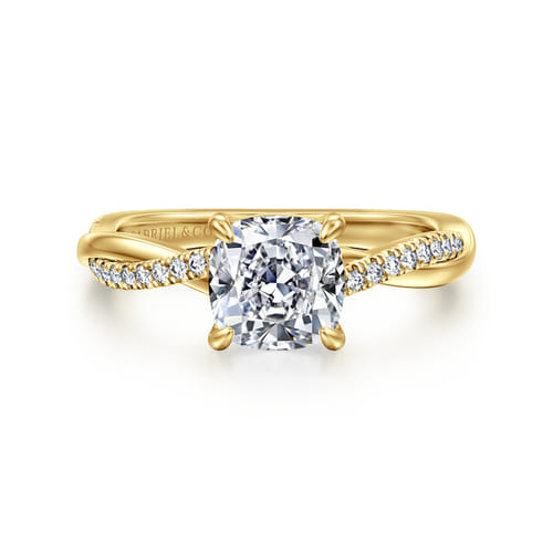 14K Yellow Gold Cushion Cut Twisted Diamond Engagement Ring 14K Yellow Gold Cushion Cut Twisted Diamond Engagement Ring