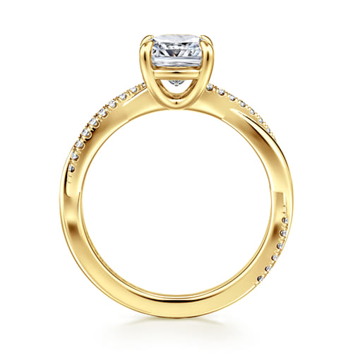 14K Yellow Gold Cushion Cut Twisted Diamond Engagement Ring 14K Yellow Gold Cushion Cut Twisted Diamond Engagement Ring