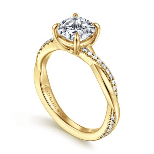 14K Yellow Gold Cushion Cut Twisted Diamond Engagement Ring 14K Yellow Gold Cushion Cut Twisted Diamond Engagement Ring
