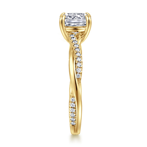 14K Yellow Gold Cushion Cut Twisted Diamond Engagement Ring 14K Yellow Gold Cushion Cut Twisted Diamond Engagement Ring