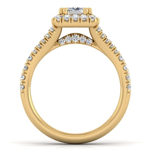 14K Yellow Gold Cushion Halo Diamond Engagement Ring 14K Yellow Gold Cushion Halo Diamond Engagement Ring