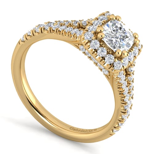 14K Yellow Gold Cushion Halo Diamond Engagement Ring 14K Yellow Gold Cushion Halo Diamond Engagement Ring