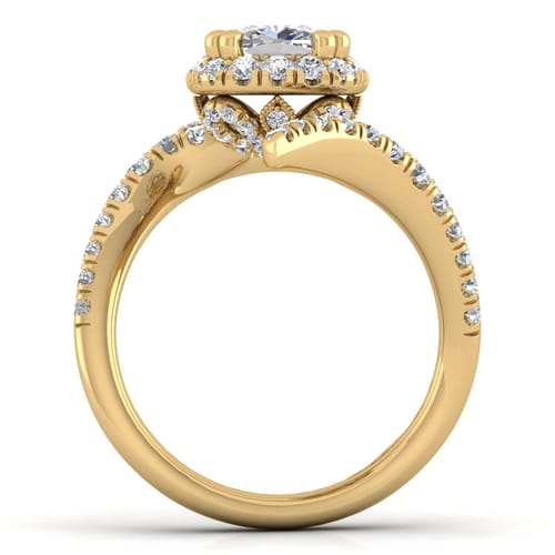 14K Yellow Gold Cushion Halo Diamond Engagement Ring 14K Yellow Gold Cushion Halo Diamond Engagement Ring