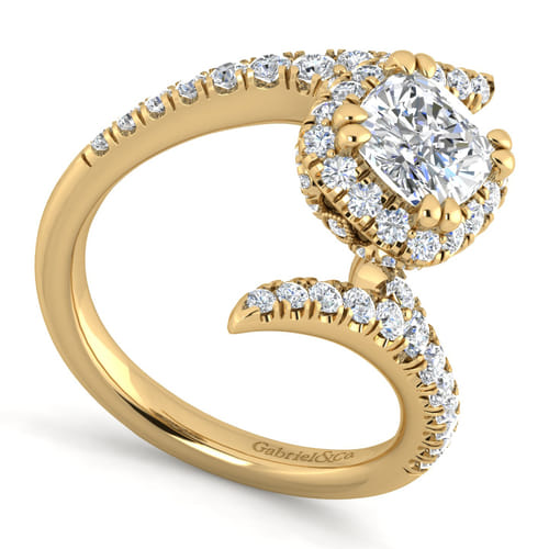 14K Yellow Gold Cushion Halo Diamond Engagement Ring 14K Yellow Gold Cushion Halo Diamond Engagement Ring