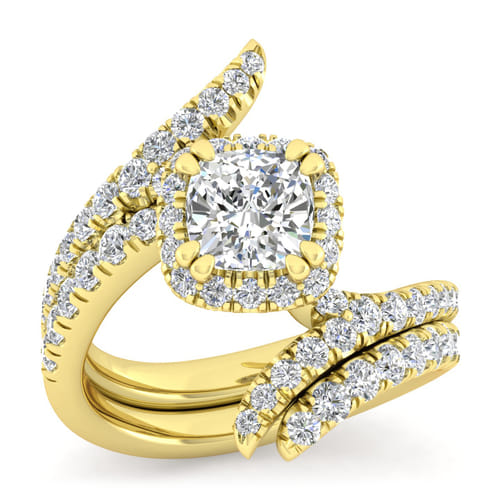 14K Yellow Gold Cushion Halo Diamond Engagement Ring 14K Yellow Gold Cushion Halo Diamond Engagement Ring