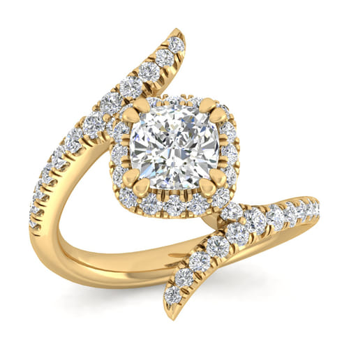 14K Yellow Gold Cushion Halo Diamond Engagement Ring 14K Yellow Gold Cushion Halo Diamond Engagement Ring