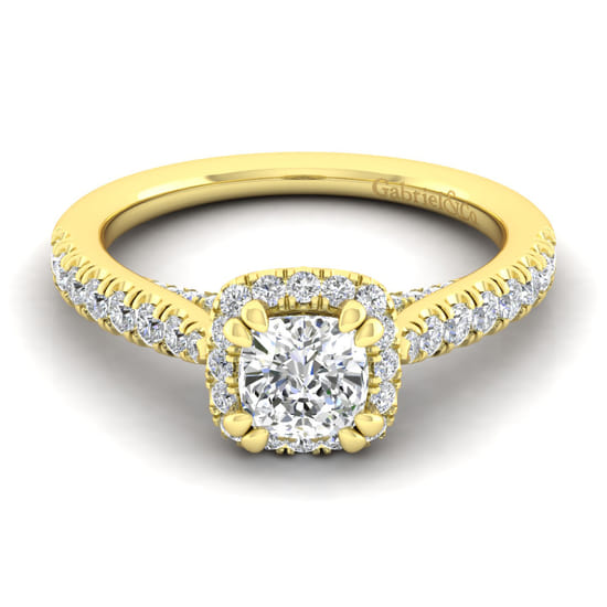 Gabriel - 14K Yellow Gold Cushion Halo Diamond Engagement Ring Gabriel - 14K Yellow Gold Cushion Halo Diamond Engagement Ring