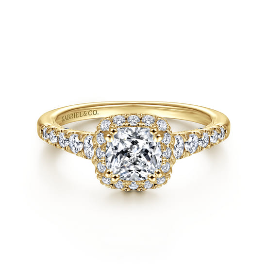 Gabriel - 14K Yellow Gold Cushion Halo Diamond Engagement Ring Gabriel - 14K Yellow Gold Cushion Halo Diamond Engagement Ring