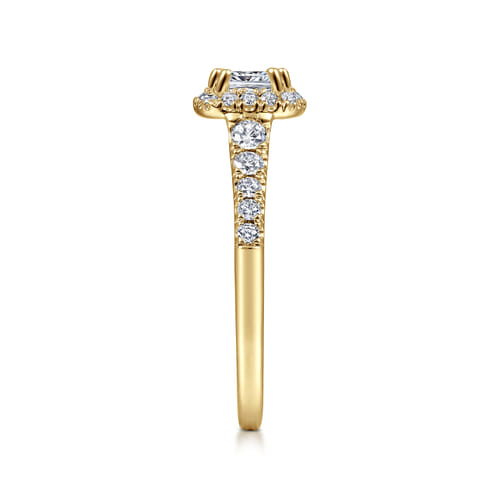 14K Yellow Gold Cushion Halo Diamond Engagement Ring