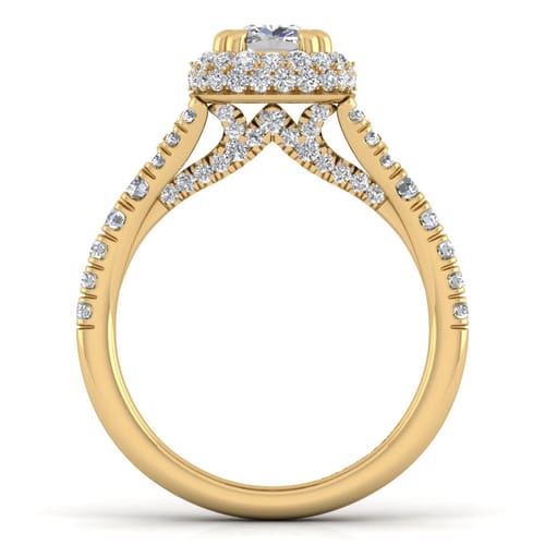 14K Yellow Gold Cushion Halo Diamond Engagement Ring 14K Yellow Gold Cushion Halo Diamond Engagement Ring