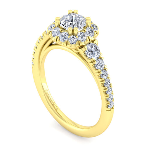 14K Yellow Gold Cushion Halo Diamond Engagement Ring 14K Yellow Gold Cushion Halo Diamond Engagement Ring