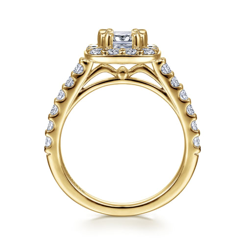 14K Yellow Gold Cushion Halo Diamond Engagement Ring