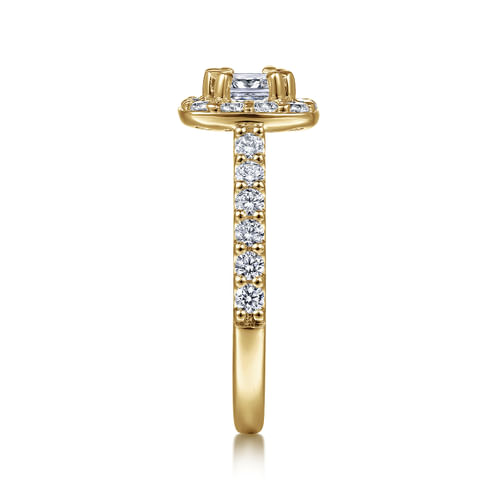 14K Yellow Gold Cushion Halo Diamond Engagement Ring